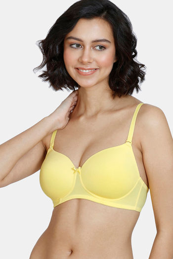 Buy Zivame Padded Non Wired 3/4th Coverage T-Shirt Bra - Aspen Gold at Rs.594  online