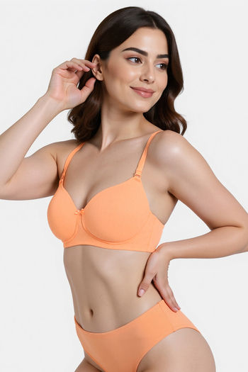 Buy Zivame Padded Non Wired 3/4Th Coverage T-Shirt Bra - Cantaloupe