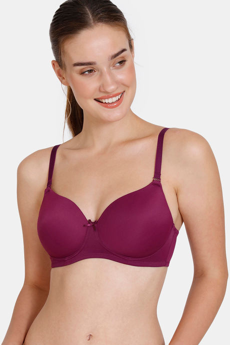 Buy Zivame Padded Non Wired 3/4th Coverage T-Shirt Bra - Dark Purple at Rs.907  online