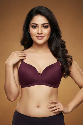 Buy Zivame Padded Non Wired 3/4Th Coverage T-Shirt Bra - Fig