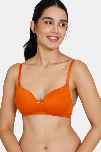 Buy Zivame Padded Non Wired 3/4th Coverage T-Shirt Bra - Gold Flame at  Rs.907 online