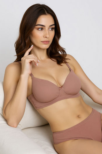 Buy Zivame Padded Non Wired 3/4Th Coverage T-Shirt Bra - Nutmeg