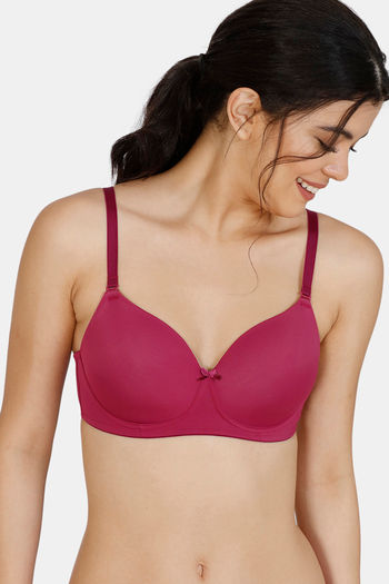 Buy Zivame Padded Non Wired 3/4th Coverage T-Shirt Bra - Raspberry Radiance