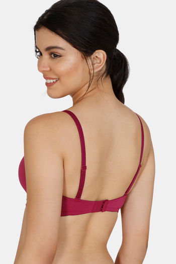 Buy Zivame Padded Non-Wired 3/4th Coverage Ultra Low Back T-Shirt Bra -  Beet Red at Rs.389 online