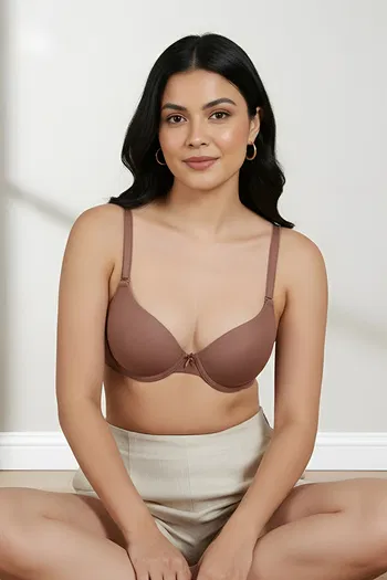 Buy Zivame Push-Up Wired Medium Coverage T-Shirt Bra - Nutmeg
