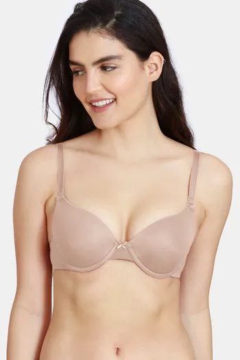 Buy Zivame Beautiful Basics Padded Non Wired 3/4th Coverage Lace Bra -  Muskmelon at Rs.403 online