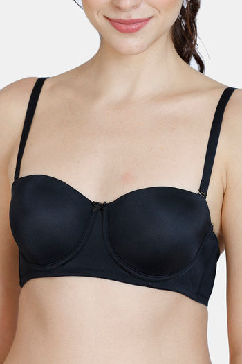 Buy Zivame Beautiful Basics Padded Wired 3/4th Coverage Strapless Bra -  Anthracite at Rs.597 online