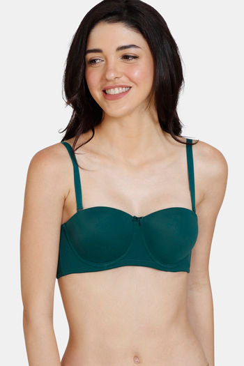 Buy Zivame Beautiful Basics Padded Wired 3/4th Coverage Strapless Bra -  Blue Depth at Rs.647 online