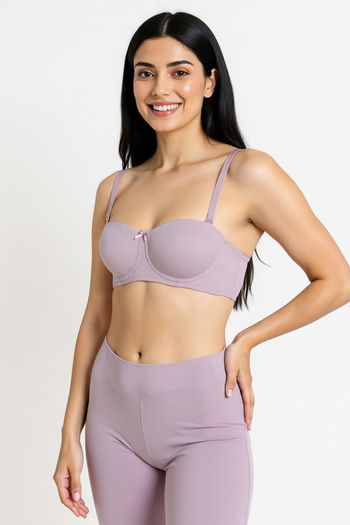 Buy Zivame Beautiful Basics Padded Wired 3/4th Coverage Strapless Bra - Elderberry