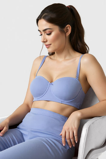 Buy Zivame Beautiful Basics Padded Wired 3/4Th Coverage Strapless Bra - Jacaranda