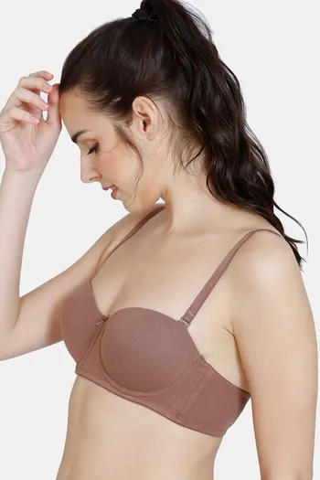Buy Zivame Beautiful Basics Padded Wired 3/4th Coverage Strapless Bra -  Nutmeg at Rs.599 online