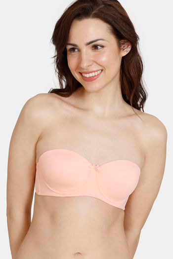 Buy Zivame Beautiful Basics Padded Wired 3/4th Coverage Strapless Bra - Peach Pearl