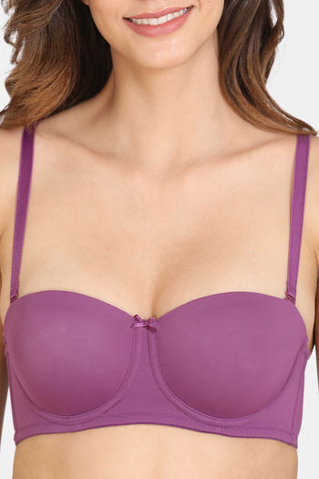 Buy Zivame Padded Wired 3/4th Coverage Strapless Bra - Violet Tulle at  Rs.584 online