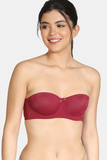 Buy Zivame Beautiful Basics Padded Wired 3/4th Coverage Strapless Bra - Rhododendron