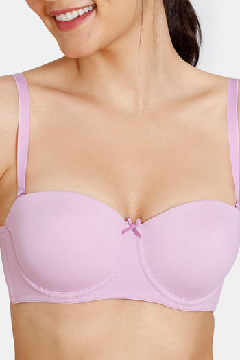 Buy Zivame Beautiful Basics Padded Wired 3/4th Coverage Strapless Bra -  Violet Tulle at Rs.498 online