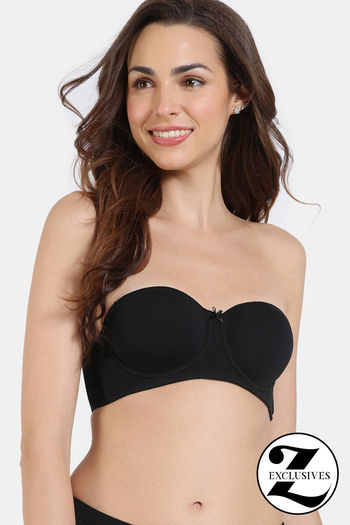 Buy Zivame Beautiful Basics Padded Wired Medium Coverage Strapless Bra - Anthracite