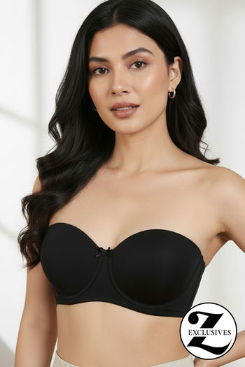 Buy Zivame Beautiful Basics Padded Wired Medium Coverage Strapless Bra - Anthracite