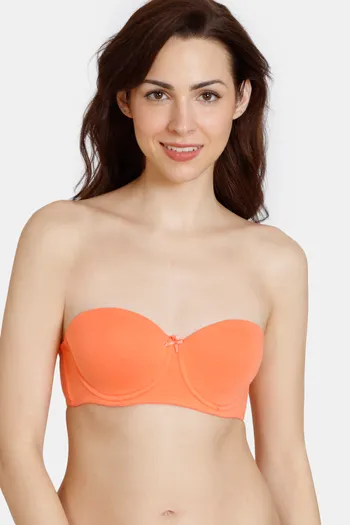 Zivame Padded Wired 3/4th Coverage Strapless Bra-Coral