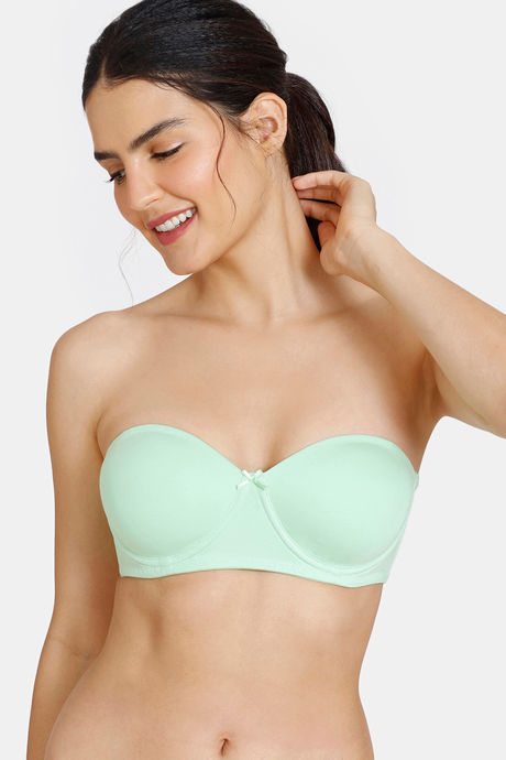 Buy Zivame Beautiful Basics Padded Wired Medium Coverage Strapless Bra -  Green Ash at Rs.779 online