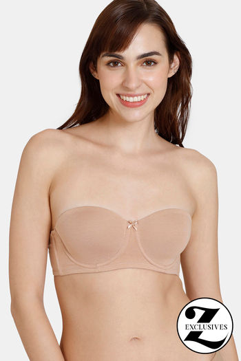 Buy Zivame Beautiful Basics Padded Wired Medium Coverage Strapless Bra - Nude