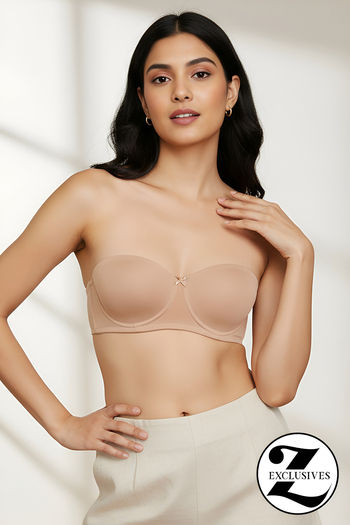 Buy Zivame Beautiful Basics Padded Wired Medium Coverage Strapless Bra - Nude