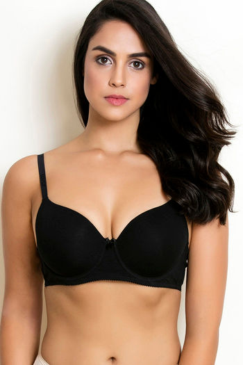 Zivame Padded Wired 3/4th Coverage T-Shirt Bra - Anthracite