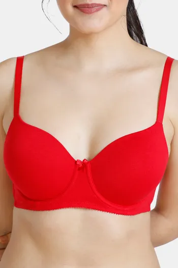 Zivame Women's Padded Wired T-Shirt Bra, Color: ZI1134_Barbados Cherry,  Size: 38C price in UAE,  UAE