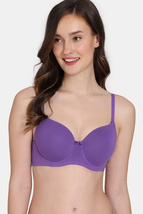 Buy Zivame Beautiful Basics Padded Wired 3/4th Coverage T-Shirt Bra -  Violet Tulle at Rs.699 online