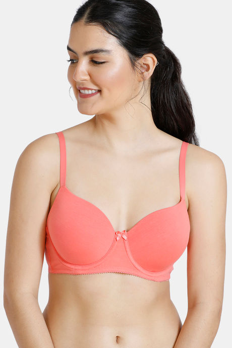 Buy Zivame Padded Wired 3/4th Coverage T-Shirt Bra - Georgia Peach at  Rs.600 online