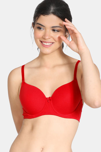 Buy Zivame Padded Wired 3/4th Coverage T-Shirt Bra - Lipstick Red