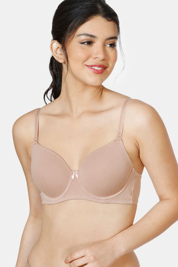 Buy Zivame Padded Wired 3/4th Coverage T-Shirt Bra - Nude2