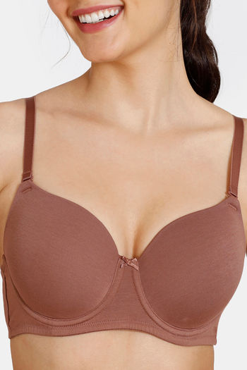Buy Zivame True Curv Padded Wired 3/4th Coverage T-Shirt Bra - Nutmeg at  Rs.839 online