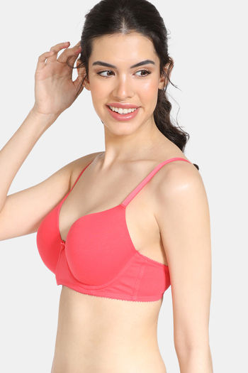Buy Zivame for Women Cotton Elastane Wired Lightly Padded 3/4Th Coverage T-Shirt  Bra (ZI1135-Teaberry_Pink_36B) at