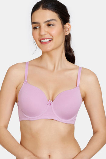 Buy Zivame Padded Wired 3/4th Coverage T-Shirt Bra - Violet Tulle
