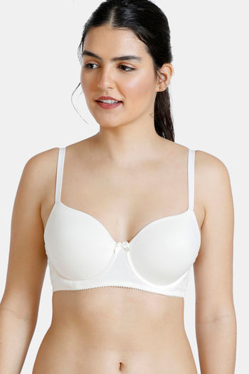 Buy Zivame Padded Wired 3/4th Coverage T-Shirt Bra - Whisper White at  Rs.360 online