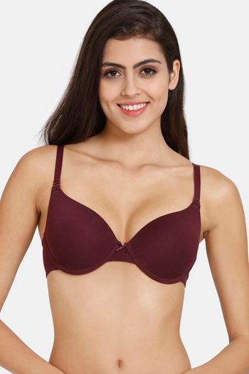 Buy Zivame Push-Up Wired Medium Coverage Bra - Fig at Rs.547 online