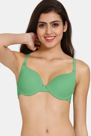 Buy Zivame Push Up Wired Medium Coverage Bra - Green Ash at Rs.599 online