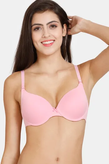 Buy Zivame Pink Solid Underwired Lightly Padded Push Up Bra