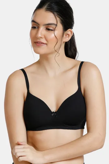 Buy Zivame Padded Non Wired 3/4th Coverage T-Shirt Bra - Anthracite at  Rs.539 online