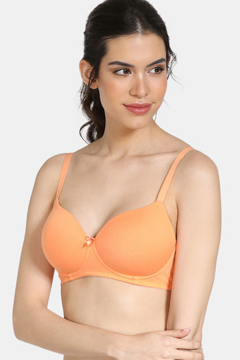 Buy Zivame Padded Non Wired 3/4th Coverage T-Shirt Bra - Cantaloupe