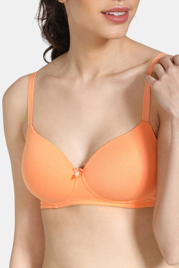 Buy Zivame Padded Non Wired 3/4th Coverage T-Shirt Bra - Cantaloupe at  Rs.519 online