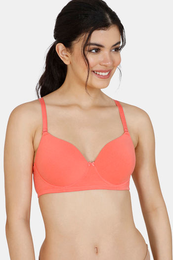 Buy Zivame Padded Non Wired 3/4th Coverage T-Shirt Bra - Georgia Peach at  Rs.779 online