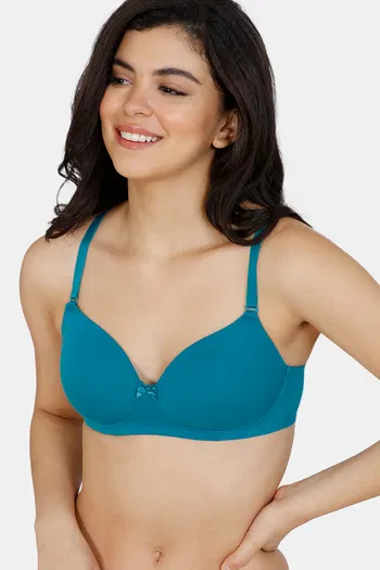 Buy Zivame Padded Non Wired 3/4th Coverage T-Shirt Bra - Harbour Blue