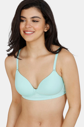 Buy Zivame Padded Non Wired 3/4th Coverage T-Shirt Bra - Ice Green at  Rs.779 online