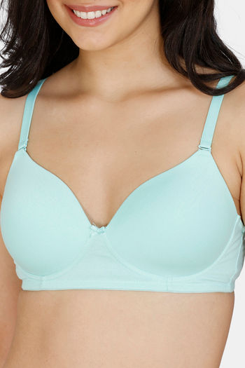 Buy Zivame Padded Non Wired 3/4th Coverage T-Shirt Bra - Ice Green at  Rs.779 online