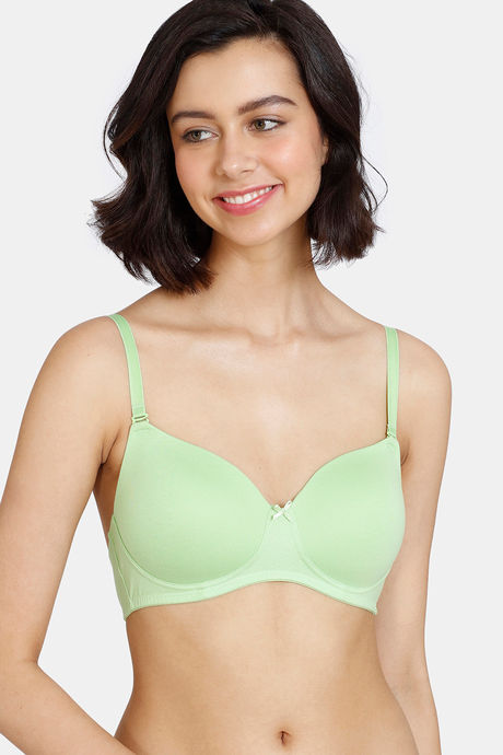 Buy Zivame Padded Non Wired 3/4th Coverage T-Shirt Bra - Jade Lime