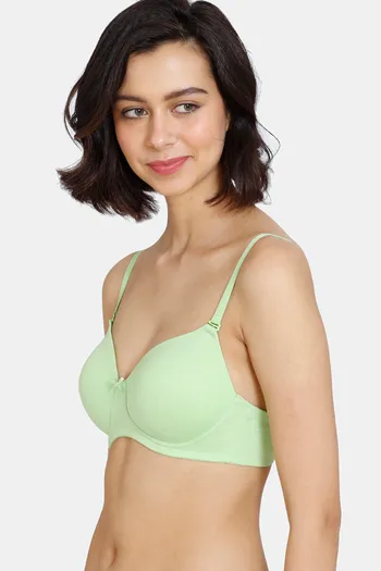 Buy Zivame Padded Non Wired 3/4th Coverage T-Shirt Bra - Jade Lime at  Rs.714 online
