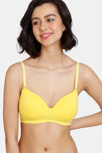 Buy Non-Padded Non-Wired Full Cup Bra in Yellow - Cotton Online