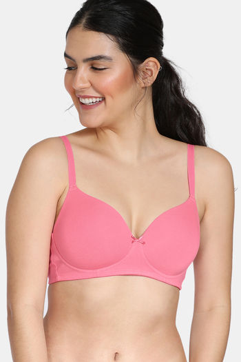 Zivame Padded Non Wired 3/4th Coverage T-Shirt Bra - Morning Glory