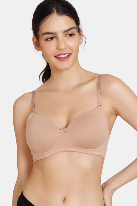 Zivame Padded Non Wired 3/4th Coverage T-Shirt Bra - Nude